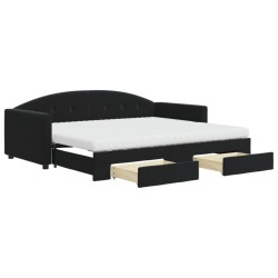 vidaXL Tagesbett Ausziehbar mit Schubladen Schwarz 90x190 cm Samt