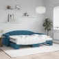 vidaXL Tagesbett Ausziehbar mit Matratzen Blau 80x200 cm Samt vidaXL Tagesbett Ausziehbar mit Matratzen Blau 80x200 cm Samt