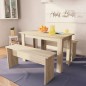 vidaXL 3-tlg. Essgruppe Tisch und Bänke Holzwerkstoff Eiche vidaXL 3-tlg. Essgruppe Tisch und Bänke Holzwerkstoff Eiche