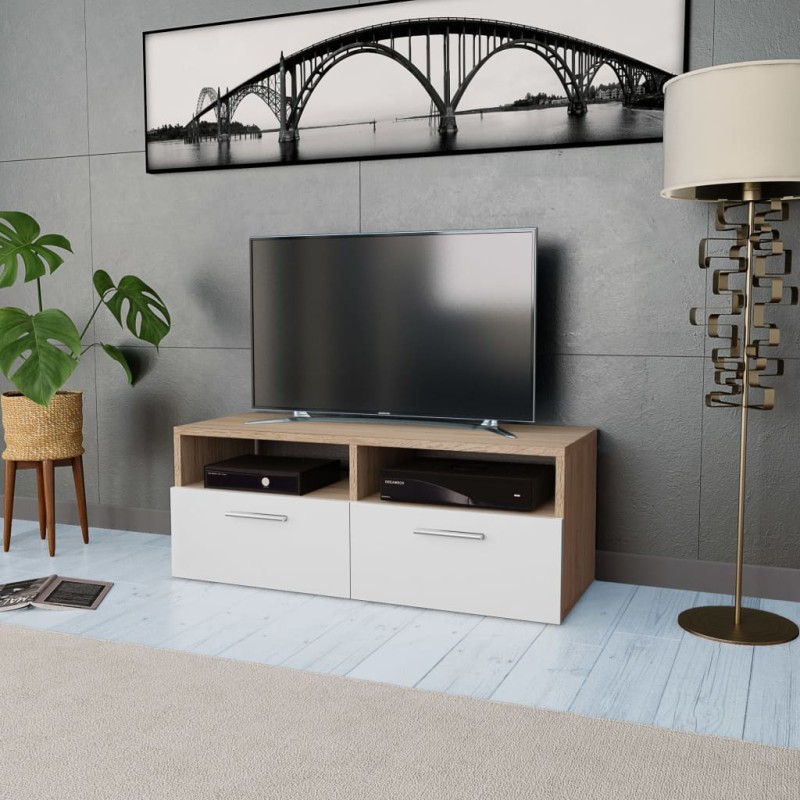 vidaXL TV-Schrank Holzwerkstoff 95x35x36 cm Eiche und Weiß vidaXL TV-Schrank Holzwerkstoff 95x35x36 cm Eiche und Weiß