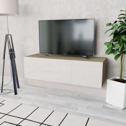 vidaXL TV-Schrank Holzwerkstoff 120x40x34 cm Hochglanz-Weiß und Eiche