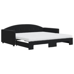 vidaXL Tagesbett Ausziehbar mit Matratzen Schwarz 100x200 cm Samt