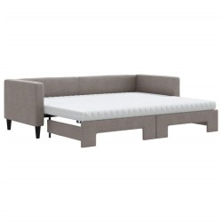 vidaXL Tagesbett Ausziehbar mit Matratzen Taupe 80x200 cm Stoff