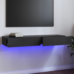 vidaXL TV-Schrank mit LED-Leuchten Hochglanz-Grau 120x35x15,5 cm
