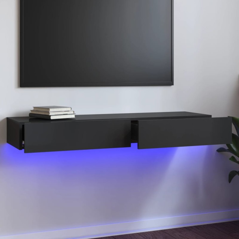 vidaXL TV-Schrank mit LED-Leuchten Hochglanz-Grau 120x35x15,5 cm vidaXL TV-Schrank mit LED-Leuchten Hochglanz-Grau 120x35x15,5 cm