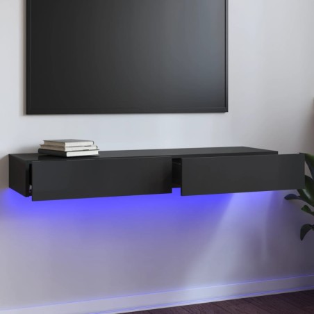 vidaXL TV-Schrank mit LED-Leuchten Hochglanz-Grau 120x35x15,5 cm