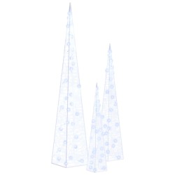 vidaXL LED-Leuchtkegel-Set Acryl Deko Blau 30/45/60 cm