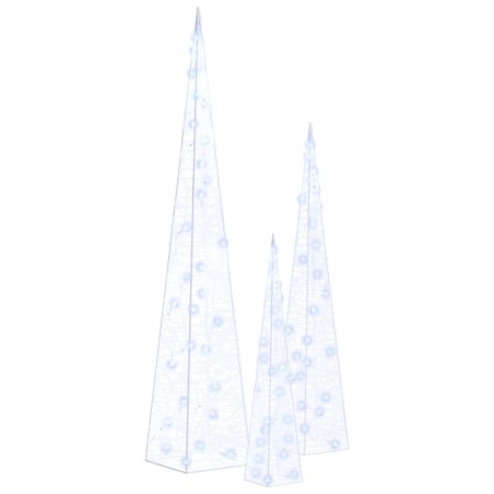 vidaXL LED-Leuchtkegel-Set Acryl Deko Blau 30/45/60 cm