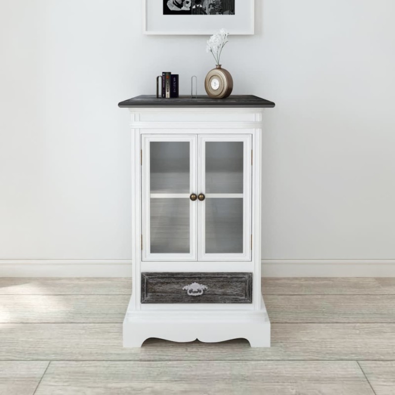 vidaXL Vitrine mit 2 Türen und 1 Schublade Weiß Holz vidaXL Vitrine mit 2 Türen und 1 Schublade Weiß Holz