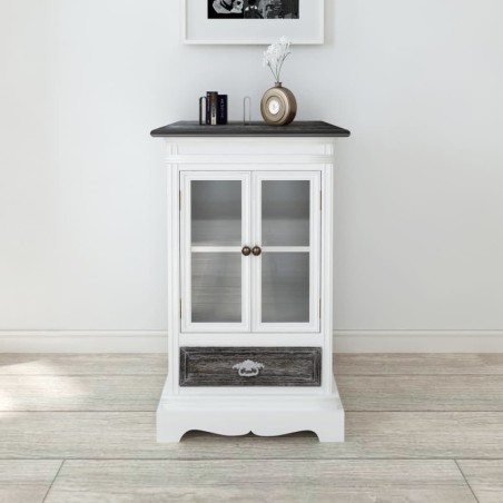 vidaXL Vitrine mit 2 Türen und 1 Schublade Weiß Holz
