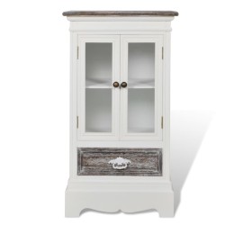 vidaXL Vitrine mit 2 Türen und 1 Schublade Weiß Holz