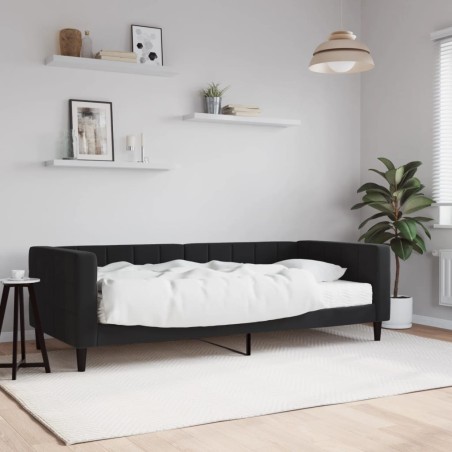 vidaXL Tagesbett mit Matratze Schwarz 90x190 cm Samt