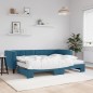 vidaXL Tagesbett Ausziehbar mit Matratzen Blau 80x200 cm Samt vidaXL Tagesbett Ausziehbar mit Matratzen Blau 80x200 cm Samt