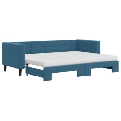 vidaXL Tagesbett Ausziehbar mit Matratzen Blau 80x200 cm Samt