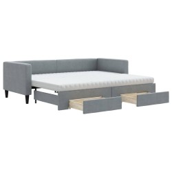 vidaXL Tagesbett Ausziehbar mit Schubladen Hellgrau 80x200 cm Stoff