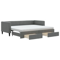 vidaXL Tagesbett Ausziehbar mit Schubladen Dunkelgrau 80x200 cm Stoff