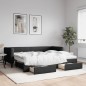 vidaXL Tagesbett Ausziehbar mit Schubladen Schwarz 80x200 cm Stoff vidaXL Tagesbett Ausziehbar mit Schubladen Schwarz 80x200 cm Stoff