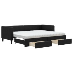 vidaXL Tagesbett Ausziehbar mit Schubladen Schwarz 80x200 cm Stoff