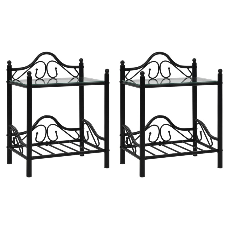 vidaXL Nachttische 2 Stk. Stahl und Hartglas 45 x 30,5 x 60 cm Schwarz vidaXL Nachttische 2 Stk. Stahl und Hartglas 45 x 30,5 x 60 cm Schwarz