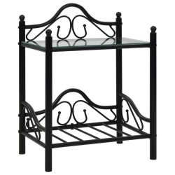 vidaXL Nachttische 2 Stk. Stahl und Hartglas 45 x 30,5 x 60 cm Schwarz