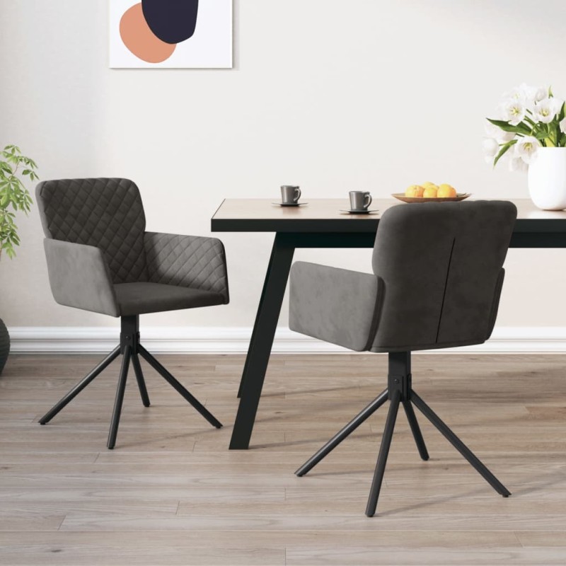 vidaXL Esszimmerstühle 2 Stk. Drehbar Dunkelgrau Samt vidaXL Esszimmerstühle 2 Stk. Drehbar Dunkelgrau Samt