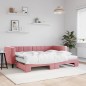 vidaXL Tagesbett Ausziehbar mit Matratzen Rosa 80x200 cm Samt vidaXL Tagesbett Ausziehbar mit Matratzen Rosa 80x200 cm Samt