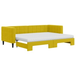 vidaXL Tagesbett Ausziehbar mit Matratzen Gelb 80x200 cm Samt