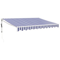 vidaXL Elektrische Markise mit Kurbel Blau und Weiß 3x2,5 m