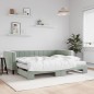 vidaXL Tagesbett Ausziehbar mit Matratzen Hellgrau 90x200 cm Samt vidaXL Tagesbett Ausziehbar mit Matratzen Hellgrau 90x200 cm Samt