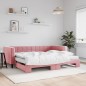 vidaXL Tagesbett Ausziehbar mit Matratzen Rosa 90x200 cm Samt vidaXL Tagesbett Ausziehbar mit Matratzen Rosa 90x200 cm Samt