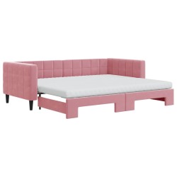 vidaXL Tagesbett Ausziehbar mit Matratzen Rosa 90x200 cm Samt