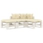 vidaXL 4-tlg. Garten-Lounge-Set Paletten mit Cremeweißen Kissen Holz vidaXL 4-tlg. Garten-Lounge-Set Paletten mit Cremeweißen Kissen Holz