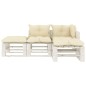 vidaXL 4-tlg. Garten-Lounge-Set Paletten mit Cremeweißen Kissen Holz vidaXL 4-tlg. Garten-Lounge-Set Paletten mit Cremeweißen Kissen Holz
