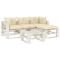 vidaXL 5-tlg. Garten-Lounge-Set Paletten mit Kissen in Creme Holz vidaXL 5-tlg. Garten-Lounge-Set Paletten mit Kissen in Creme Holz