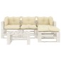 vidaXL 5-tlg. Garten-Lounge-Set Paletten mit Kissen in Creme Holz vidaXL 5-tlg. Garten-Lounge-Set Paletten mit Kissen in Creme Holz
