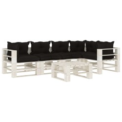 vidaXL 6-tlg. Garten-Lounge-Set Paletten mit Kissen in Schwarz Holz