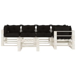 vidaXL 6-tlg. Garten-Lounge-Set Paletten mit Kissen in Schwarz Holz