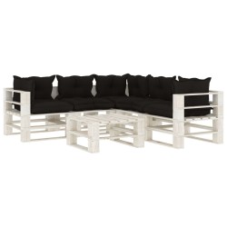 vidaXL 6-tlg. Garten-Lounge-Set Paletten mit Kissen in Schwarz Holz
