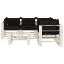 vidaXL 6-tlg. Garten-Lounge-Set Paletten mit Kissen in Schwarz Holz