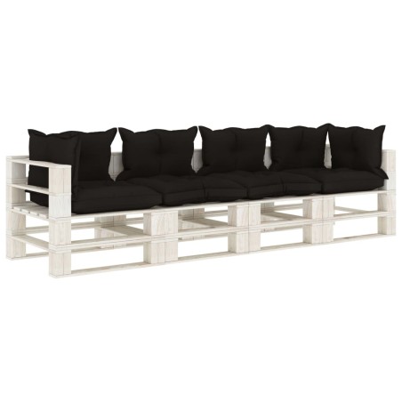 vidaXL Garten-Palettensofa 4-Sitzer mit Kissen in Schwarz Holz