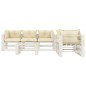 vidaXL 6-tlg. Garten-Lounge-Set Paletten mit Kissen in Creme Holz vidaXL 6-tlg. Garten-Lounge-Set Paletten mit Kissen in Creme Holz