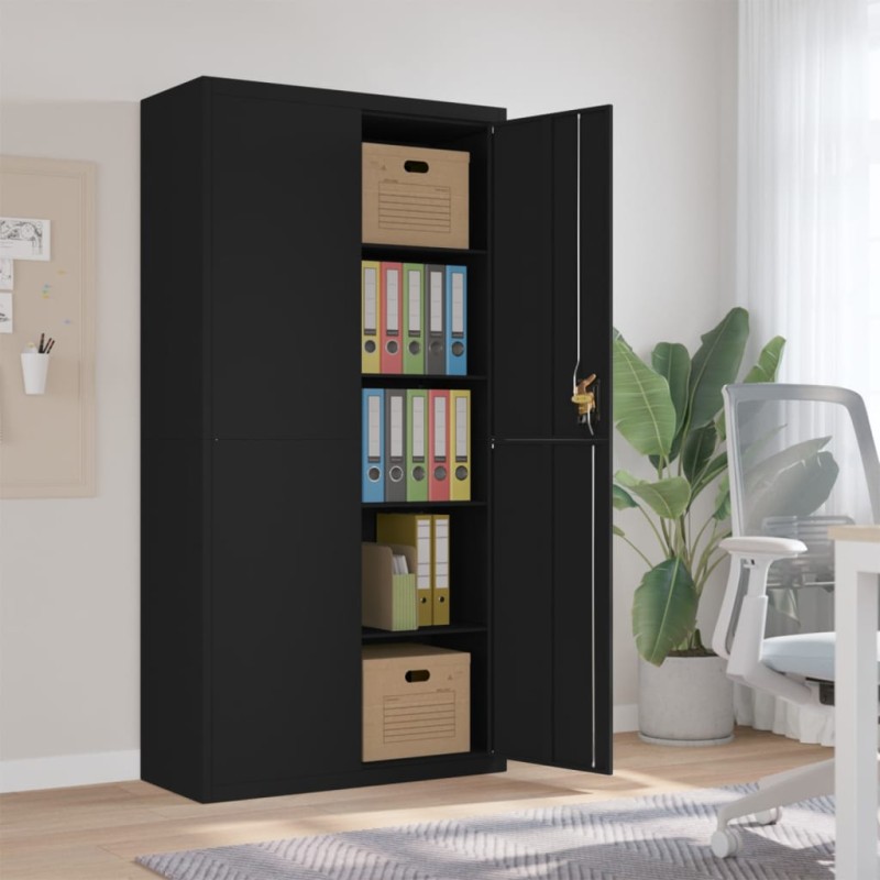 vidaXL Aktenschrank Schwarz 90x40x180 cm Stahl vidaXL Aktenschrank Schwarz 90x40x180 cm Stahl
