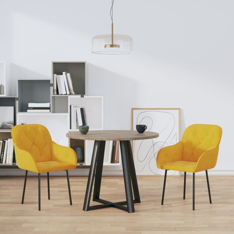 Esszimmerstühle 2 Stk. Gelb Samt Esszimmerstühle 2 Stk. Gelb Samt