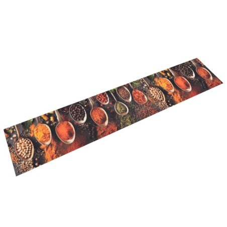 vidaXL Küchenteppich Waschbar Löffel & Gewürze 60x300 cm Samt