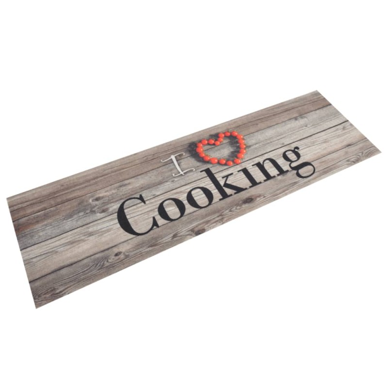 vidaXL Küchenteppich Waschbar Cooking Grau 45x150 cm Samt vidaXL Küchenteppich Waschbar Cooking Grau 45x150 cm Samt