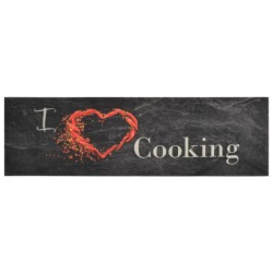 vidaXL Küchenteppich Waschbar Cooking Schwarz 45x150 cm Samt