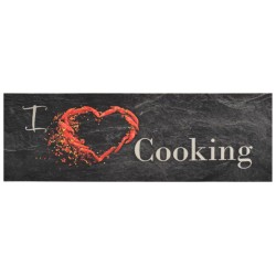 vidaXL Küchenteppich Waschbar Cooking Schwarz 60x180 cm Samt