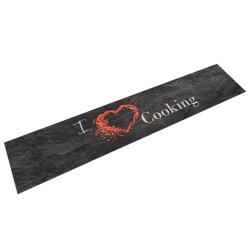 vidaXL Küchenteppich Waschbar Cooking Schwarz 60x300 cm Samt