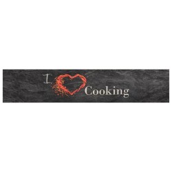 vidaXL Küchenteppich Waschbar Cooking Schwarz 60x300 cm Samt