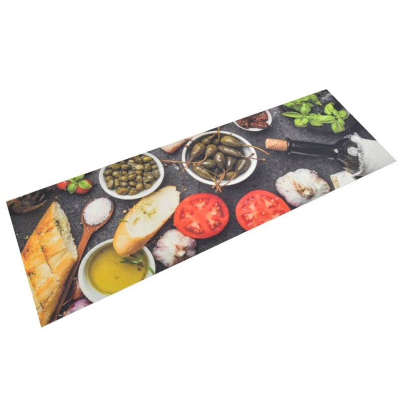 vidaXL Küchenteppich Waschbar Wein & Essen 60x180 cm Samt vidaXL Küchenteppich Waschbar Wein & Essen 60x180 cm Samt